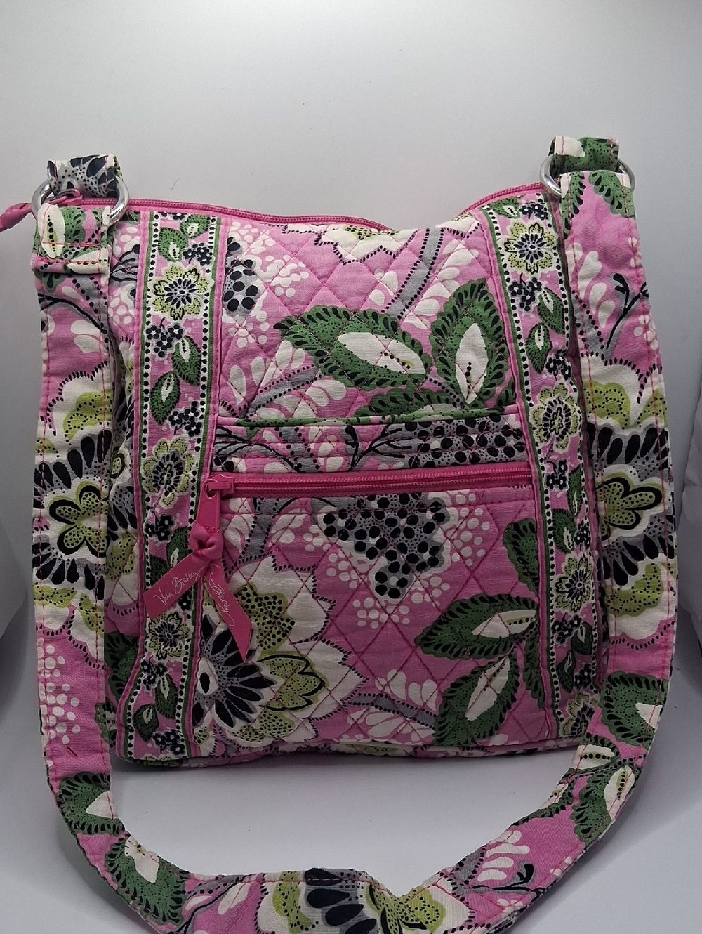 Vera Bradley Pink Green Floral Quilted Crossbody Bag Nwot